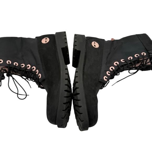 Timberland Gaiter Combat Boot Limited Release Black Pink Boys 6 Women’s 8 - Picture 8 of 9